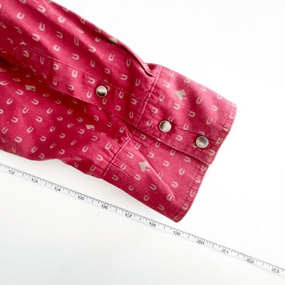 Roper Mens Casual Shirt Snap Up Horshoe Long Sleeve Chest Pockets Red 2XL - Picture 7 of 7